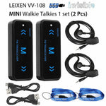 2Pcs V108 Mini Walkie Talkie Two-Way 400-470MHz FM Radio Ricetrasmittente + 2 Cuffie USB Carica