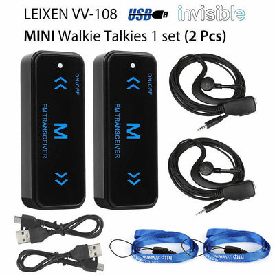 2Pcs V108 Mini Walkie Talkie Two-Way 400-470MHz FM Radio Ricetrasmittente + 2 Cuffie USB Carica