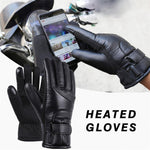 LinkMejor USB Electric Heated Thermostatic Gloves Waterproof PU Touchscreen Heated Gloves Winter Motorcycle Riding Hand Warm Gloves