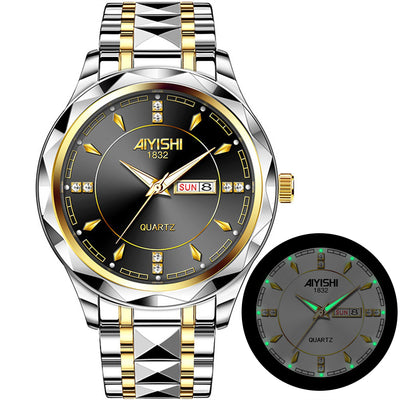 LinkMejor Men Watches Luxury Brand Luminous Waterproof Business Watch Stainless Steel Strap Quartz Watch