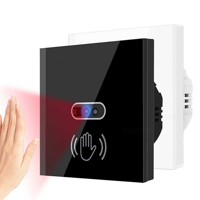 Wall-mounted Smart IR Light Switch Wave Infrared Sensor No Need Touch Tempered Glass Panel Switch Neutral Wire Needed
