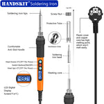 Handskit 90W Digital Display Soldering Iron Set Internal Heating Thermostat Adjustable Temperature Lcd Digital Display Soldering Iron With Switch With Hibernation Iron