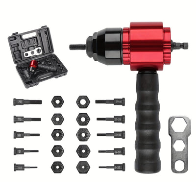 Cordless Electric Rivet Nut Gun Insert Nut Riveting Tool Alloy Steel Adapter Hexagon Interface Metric and Inch Connectors M3 M4 M5 M6 M8 1/4-20 10-24 10-32 6-32 8-32