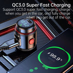 T23 bluetooth V5.4 FM Transmitter 30W PD+QC3.0 USB Car Charger Blue LED Digital Display Wireless Radio Adapter HiFi Music Play Car Kit with Mic Hands Free Calls