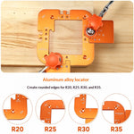 LinkMejor Woodworking Router Corner Radius Template Aluminium Alloy Handle-Free Grooving Arc Angle Positioning Jig R20-R35 Corner Radius