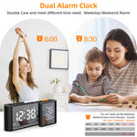 LinkMejor Digital Desk Wall Alarm Clock with USB Charging Station Dual Screen LED Dimming Temperature And Humidity Electronic Clock Radio Alarm Clock