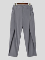 INCERUN Men Plain Cross Pleated High Waist Loose Fit Pants