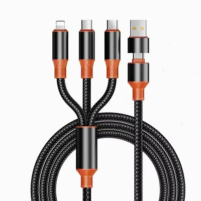 6A 100W USB-A/Type-C to Type-C/iP/Micro USB Cable Fast Charging Data Transmission Copper Core Line 1.2M Long for iPhone 16 15 Plus 14 13 Pro 12 Pro Max for Huawei Mate XT for Xiaomi 15pro for Samsung Galaxy Z Flip6