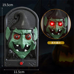 Elfeland Halloween Doorbell Decorations With Spooky Sounds & Lightup Eyes Animated Pumpkin/Skull/Witch Design for Scary Door Decoration Prank Prop Trick Or Treats Event