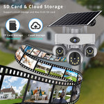 V380 8MP WIFI/4G Solar Security Camera Wireless Outdoor PTZ Quad Screen Night Vision Motion Two Way Audio Weatherproof Battery Powered Home Surveillance System