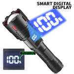 Super Bright Flashlight COB Side Light XHP70 30W LED USB-C with 26650 Battery 16000 Lumen Outdoor Emergency 6 Modes Zoomable Torch