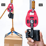 Climbing Lifting Pulley Aviation Grade Aluminum Universal Rope 8-12mm Rock Climbing Outdoor Rescue Heavy Object Transport 4KN Load Aluminum Pulley Device
