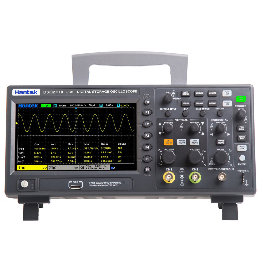 Hantek DSO2C10 Digital Oscilloscope 2CH Digital Storage 1GS/s Sampling Rate 100MHz Bandwidth Dual Channel Economical Oscilloscope