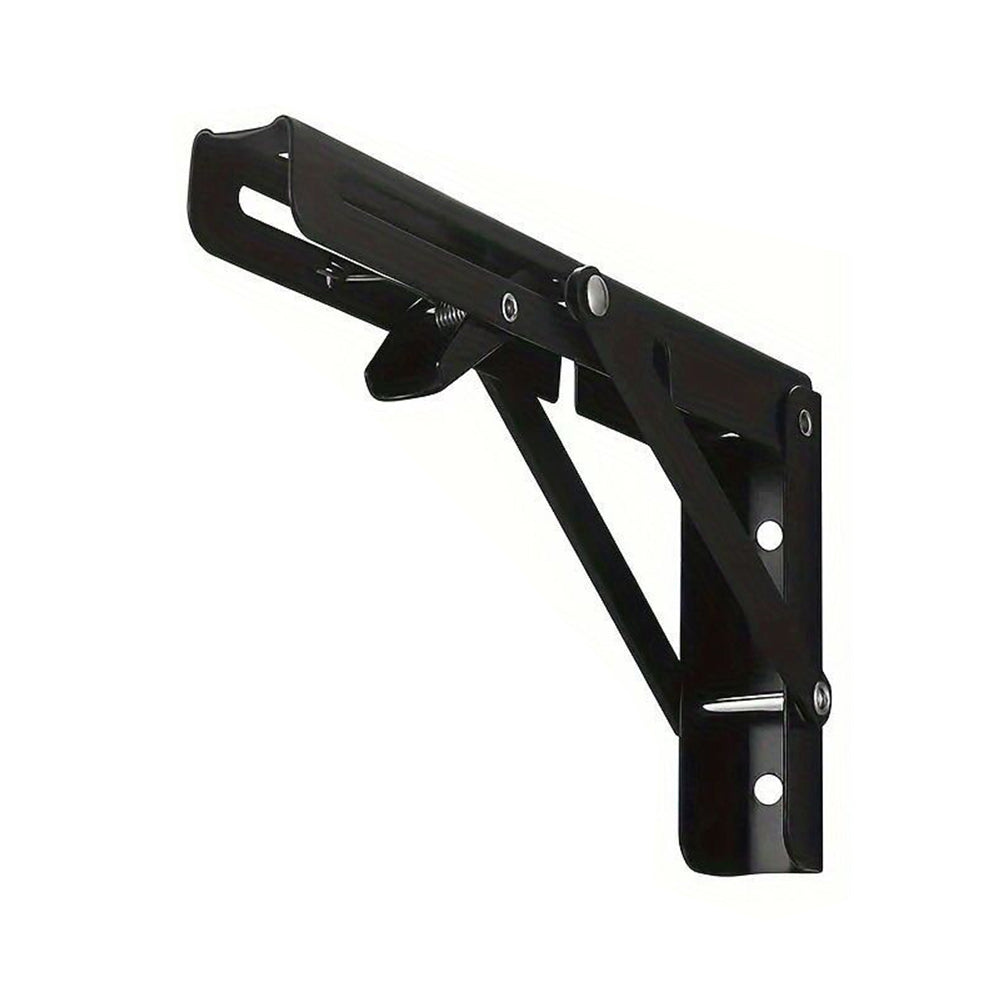 8inch Stainless Steel Folding Shelf Brackets Heavy Duty 90 Degree Wall Mount Space Saving Support for Tables Benches Shelves Includes Screws and Anchors Easy Installation Black