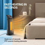 [US Direct] ECOWELL 18" Tower Heater for Indoor Use, 1500W Fast Heating Ceramic Electric Heater with Thermostat, 3 Modes, Tip-Over Protection, 60° Oscillating Portable Space Heater for Office Bedroom EHT180