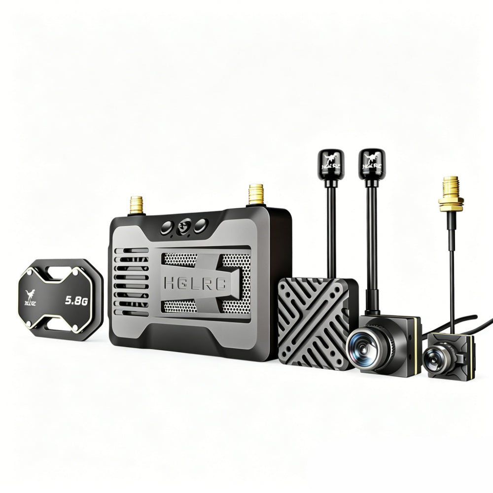 HGLRC Draco 1080P 60FPS HD FPV VTX System with 1W Dual Antenna, 15km Range, 60ms Latency, A1 170° / A2 160° Night, HDM1 Ground Unit, 8-36V for Racing Freestyle Long-Range Drone