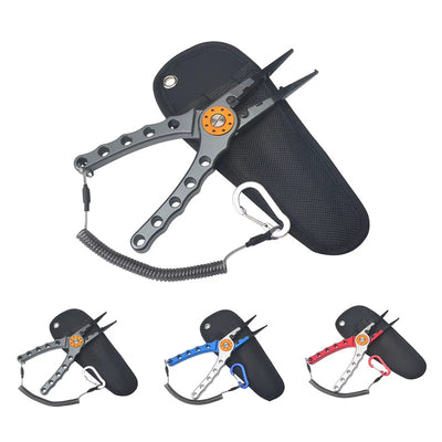 LinkMejor Fishing Pliers Line Cutter Split Ring Multi-Purpose Cutter With Coiled Lanyard Buckle Tool For Outdoor Saltwater Freshwater Fishing