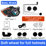 Coralme Y80 2X Motorcycle Intercom Helmet Bluetooth Headset 800 Meters Two-Person Intercom Suitable For Third-Party Helmet Headset