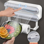 Creative Magnetic Wall-mounted Multifunctional Double-layer Plastic Wrap Cutter Baking Cutter Adjustable Kitchen Supplies Storage