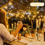 [US Direct] Elfeland 11M 15 Bulbs Solar Powered Outdoor String Lights Remote Control Waterproof IP65 Warm USB Ambiance Lighting Camping Backyard Decorations