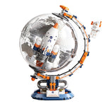 LinkMejor 360° Rotating Transparent Globe World Map Creative Tech Cool Warm Lighting Building Blocks Brick Assembly Kit For Kids Educational Toys Gifts