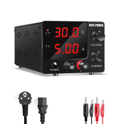 LinkMejor SPS-E305 Mini Power Supply 0-30V 0-5A High-Precision Encoder Adjustment Sleek Black Design Stable DC Output