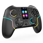 LinkMejor STK-7052 RGB Lighting Wireless bluetooth Gamepad with Display Screen Supoorts Vibration Turbo Function with Motion Control Macro Programming for PC/Android/IOS/Switch
