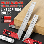 Multifunctional Positioning Angle Ruler Woodworking Scribing Gauge Aluminum Alloy Stainless Steel Dual-Sided Engraved Scales 30 45 50 60 70 Degree Line Drawing Measuring Square