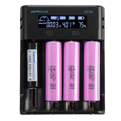 LinkMejor® VC04 Micro Type-C 2A Quick Charge Li-ion Ni-MH Battery Charger Current Optional USB Charger For 18650 26650 21700 AA AAA Battery