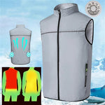 LinkMejor Air Conditioning Clothing Vest Three Wind Speeds Heatproof Cooling Clothing USB Charging Sun Protection Continuous Cooling Jacket with Two Fans for Summer High Temperature Outdoor Work
