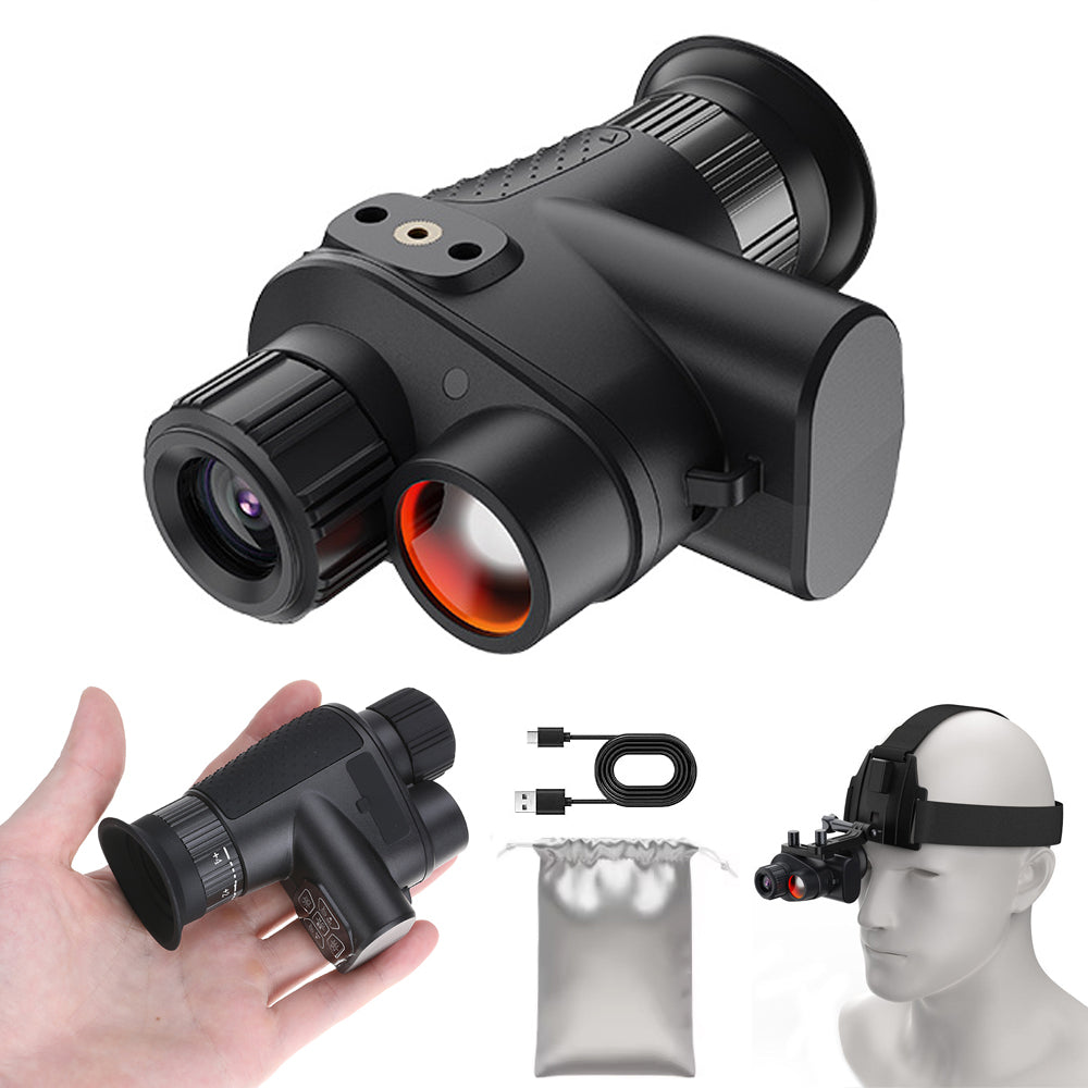 IPRee NV4500 4K Mini Night Vision Device, 8X Digital Zoom Range 400M Infrared Night Vision Monocular, IP54 Waterproof with Head Mount forHunting, Security, and Camping