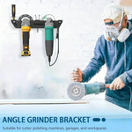 Dual Bay Metal Angle Grinder Rack Stand Wall Mount Storage with Cord Hanger Easy Assembly Holds 2 Grinders Classic Design Robust Metal Construction