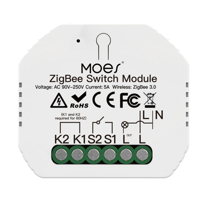 Tuya Zigbe 1-Way Switch Module 90-250V AC 5A Single Fire Wire Smart Light Switch Tuya App Remote Control Timer Schedule Works with Alexa Google Assistant Zigbe Hub Required