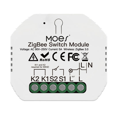 Tuya Zigbe 1-Way Switch Module 90-250V AC 5A Single Fire Wire Smart Light Switch Tuya App Remote Control Timer Schedule Works with Alexa Google Assistant Zigbe Hub Required