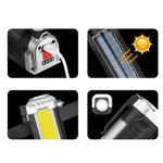 Portable COB Solar Work Light Rechargeable LED Flashlight Super Bright Camping Waterproof Car Repair Lamp With Hook Magnetic