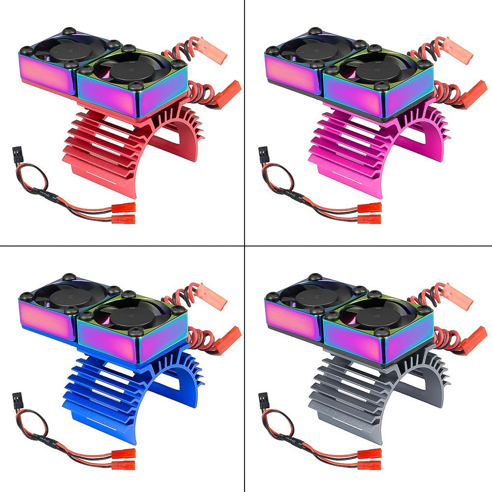 Upgraded Metal Motor Cooling Dual Fan Heatsink Radiator for 36mm 380 540 550 3650 Brushed Brushless Engine RC Cars Vehicles Models Spare Parts