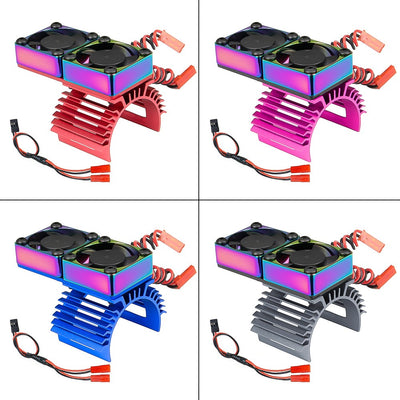Upgraded Metal Motor Cooling Dual Fan Heatsink Radiator for 36mm 380 540 550 3650 Brushed Brushless Engine RC Cars Vehicles Models Spare Parts