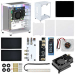 LinkMejor Raspberry Pi 5 Case Protective Kit with Cooling Fan Chassis RGB Color Light 0.96 Screen Dispaly DIY Electronic Shell Host PCIe