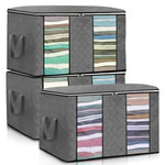 LinkMejor DO WAY 3PCS Clothes Storage Bag Non-woven Fabric Two-window Foldable Storage Bag