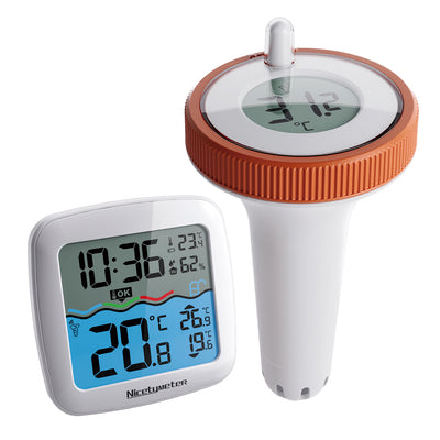 Wireless Pool Thermometer Floating 200ft Range Digital Indoor Outdoor Temperature Humidity Monitor 3 Channels High Precision Sensor Backlit Display