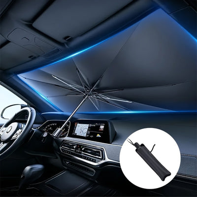 Car Front Windshield Sunshade Umbrella Portable Foldable Design Anti-UV Car Sunshade Windshield Cover for Sedans SUVs Van Trucks