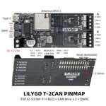 LinkMejor T-2CAN ESP32-S3 WiFi Bluetooth Development Board 16MB Flash 8MB PSRAM Stand-Alone CAN Controller QWIIC Interface Compatible IoT Automotive Solution Wireless Module