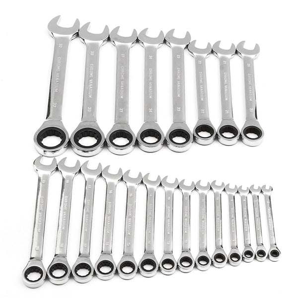 Raitool™ HT01 Chrome Vanadium Steel Metric Ratchet Spanner Wrench Fixed Head 6-32mm