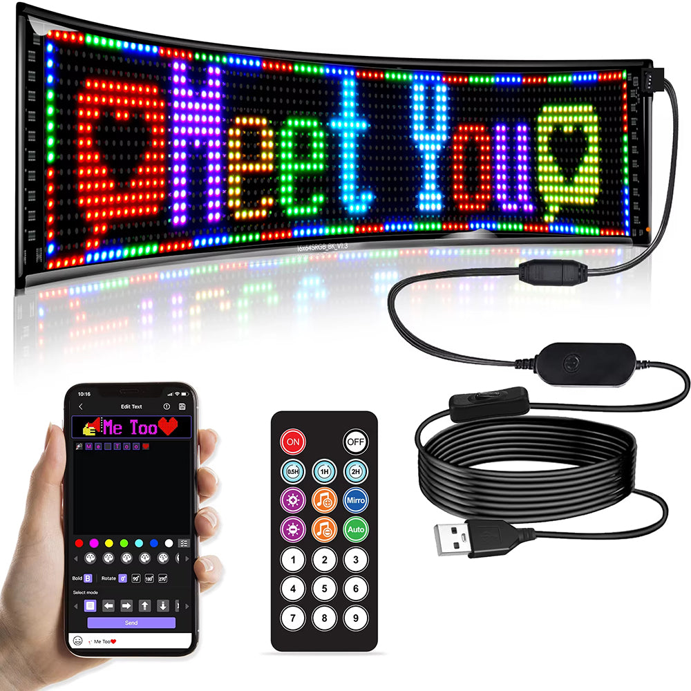 LinkMejor Car sign, programmable LinkMejor sign, Flexible Matrix panel by Bluetooth APP, Bright scrolling LinkMejor sign, LinkMejor Display and Sign board for store, shop, bar and business areas
