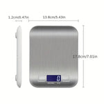5kg Portable Kitchen Scale Coffee Scale Electronic Stainless Steel Surface LCD Backlit Food Weighing Tool for Precise Measurement 1g