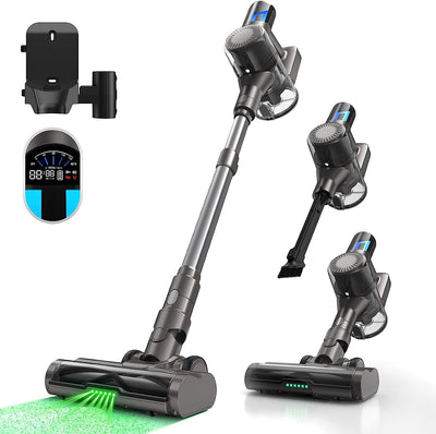 [US Direct] TD1Mate Cordless Vacuum Cleaner, Lightweight Stick Vacuum 33Kpa Powerful Suction Rechargeable Handheld for Home Pet Hair Hard Floor Carpet, Large Digital Display, Charging Moun