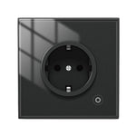 Tuya WiFi Smart 16A EU Socket Glass Panel Outlet Power Monitor Touch Plug Relay Status Light Mode Adjustable Smart Life App Voice Control with Alexa Google Assistant