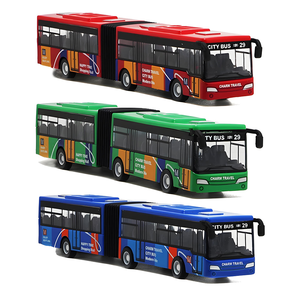 Simulation Alloy Double Section Bus Model Pull Back Vehicles Toys Funny Car Kids Children Gifts