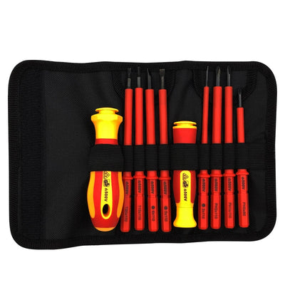 10 in 1 Insulated Screwdriver Set Home Maintenance Electrician Kit Anti Electric Red Ergonomic Handles for Electrical Repairs and Home Devices