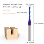 LinkMejor 6.35mm 1/4" Shank Solid Carbide Bit Up Cut Flush Trim Bit Down Cutter Compression Flush Trim Bit Router Bit Nano Blue Coated